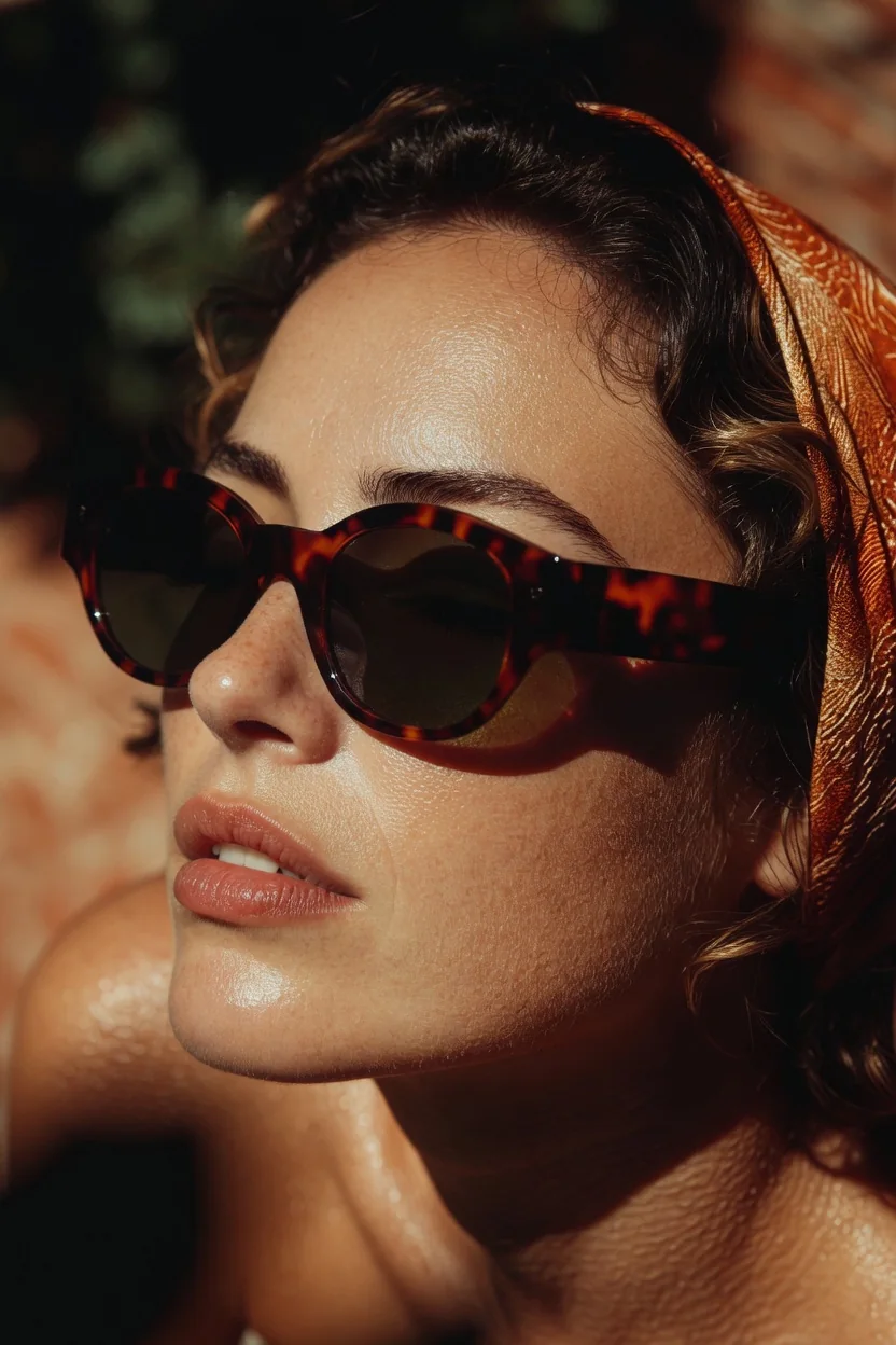 Close fashion portrait with sunglasses
